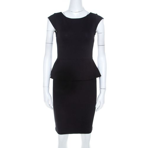 Alice + Olivia Black Stretch Knit Victoria Peplum Dress S - Alice + Olivia - Modalova