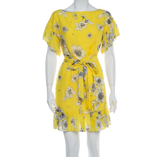 Alice + Olivia Yellow Floral Print Chiffon Ruffled Ellamae Dress XS - Alice + Olivia - Modalova