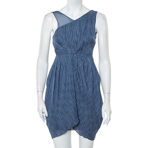 Alice + Olivia Blue Silk Asymmetric Draped Sleeveless Dress S - Alice + Olivia - Modalova