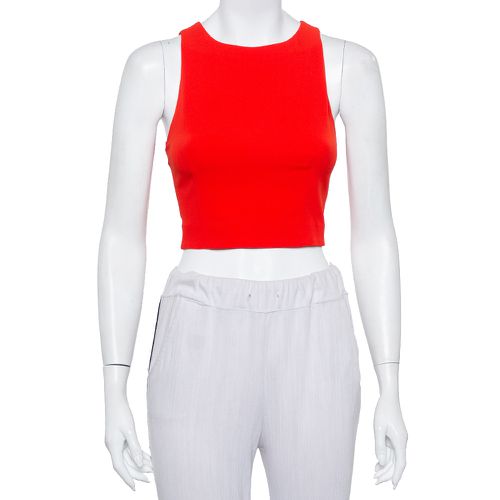 Alice + Olivia Red Crepe Lace Trim Detail Sleeveless Poppy Crop Top XS - Alice + Olivia - Modalova