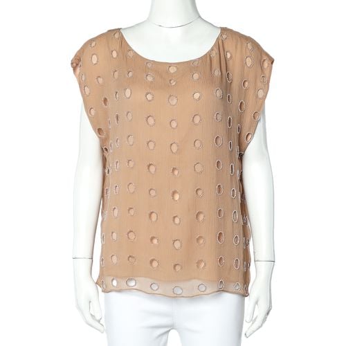 Alice + Olivia Beige Silk Bead Embellished Sleeveless Top L - Alice + Olivia - Modalova