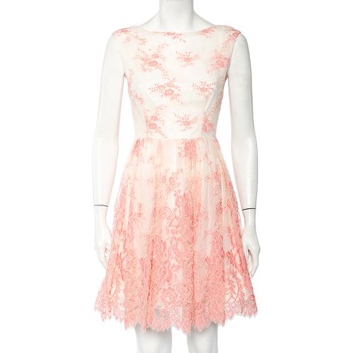 Alice + Olivia Off-White & Pink Floral Lace Sleeveless Mini Dress S - Alice + Olivia - Modalova