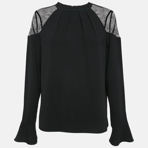 All Saints Black Crepe Lace Trimmed Shoulder Top L - All Saints - Modalova