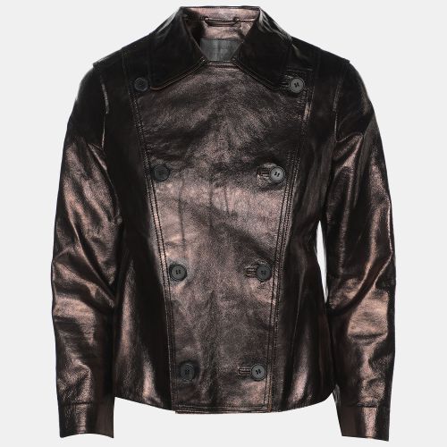 All Saints Metallic Brown Leather Double Breasted Jacket S - All Saints - Modalova