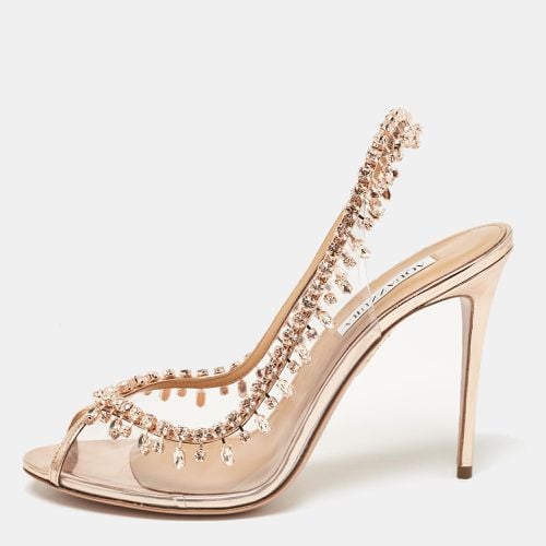 Aquazzura Transparent/Rose Gold PVC and Patent Leather Temptation Slingback Sandals Size 41 - Aquazzura - Modalova