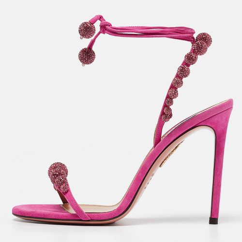 Aquazzura Pink Suede Disco Ankle Wrap Sandals Size 40 - Aquazzura - Modalova