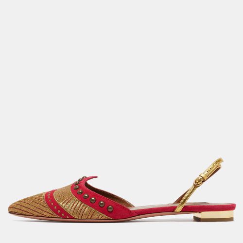 Gold Suede and Leather Marrakech Slingback Flats Size 38 - Aquazzura - Modalova