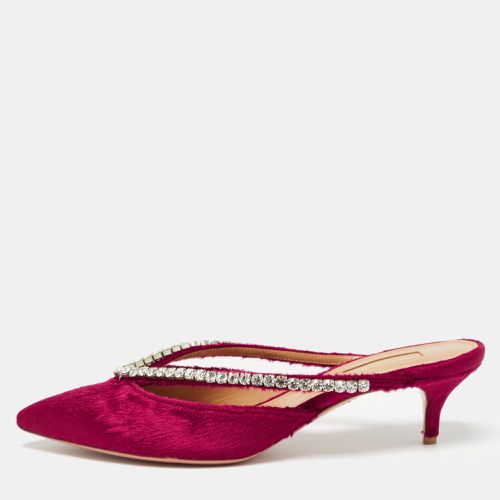 Velvet Crystal Embellished Sabine Mules Size 38 - Aquazzura - Modalova