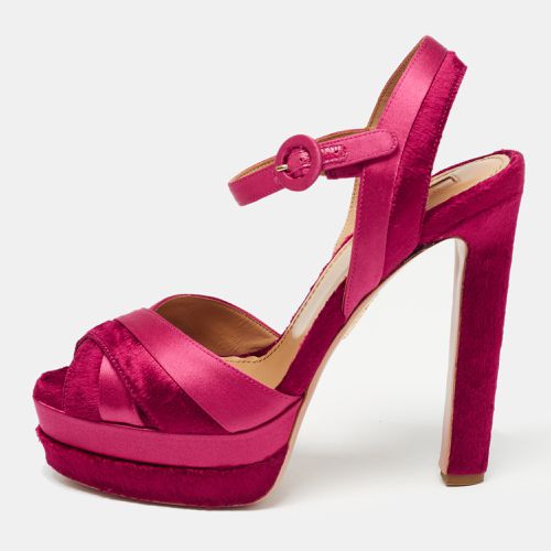 Aquazzura Pink Satin and Velvet Coquette Platform Sandals Size 38 - Aquazzura - Modalova