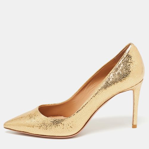 Aquazzura Gold Texture Leather Pointed Pumps Size 35 - Aquazzura - Modalova