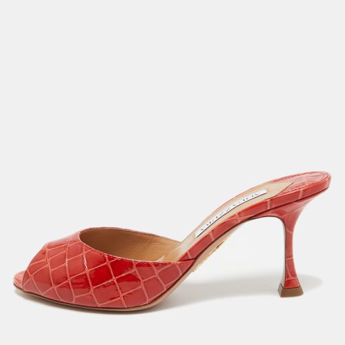 Aquazzura Red Croc Embossed Leather Mules Size 36 - Aquazzura - Modalova