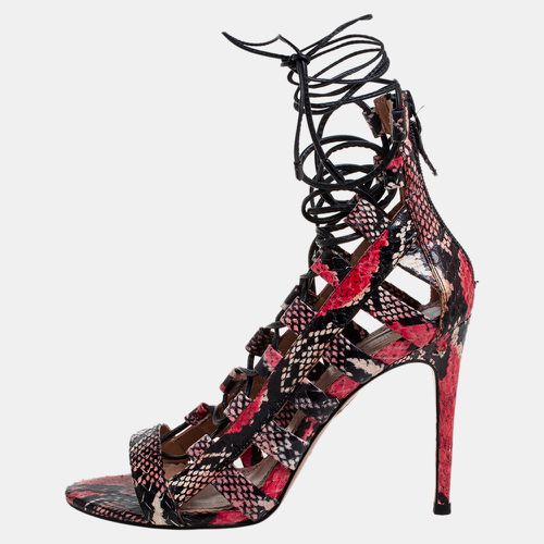 Aquazzura Multicolor Python Amazon Lace-up Sandals Size 38 - Aquazzura - Modalova