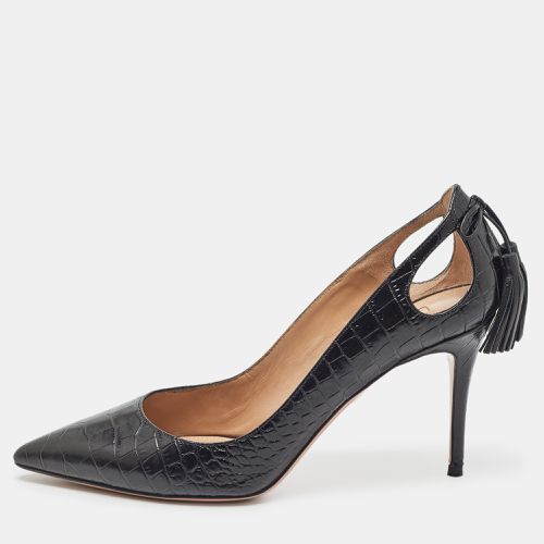 Croc Embossed Pointed Toe Pumps Size 37.5 - Aquazzura - Modalova