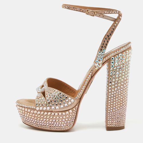 Aquazzura Rose Gold Crystal Embellished Leather Sinner Sandals Size 39 - Aquazzura - Modalova