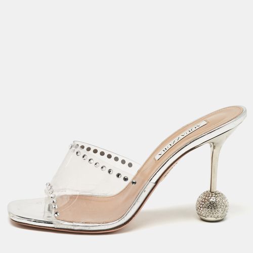 Aquazzura Transparent PVC Crystal Embellished Slide Sandals Size 38 - Aquazzura - Modalova