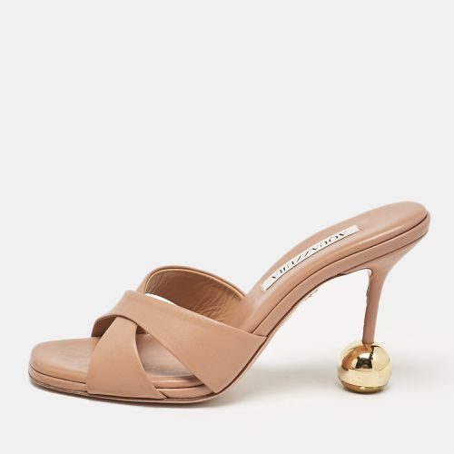 Aquazzura Beige Leather Darling 105mm Slide Sandals Size 36.5 - Aquazzura - Modalova