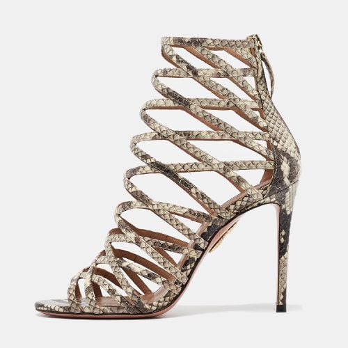 Aquazzura Beige Snakeskin Embossed Leather knockout Gladiator Sandals Size 36.5 - Aquazzura - Modalova