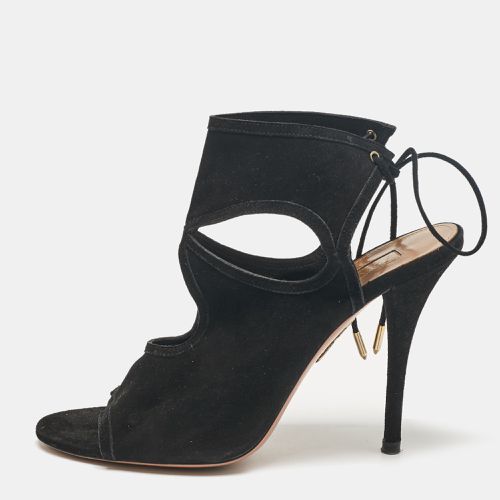 Aquazzura Black Suede Sexy Thing Ankle Strap Sandals Size 39 - Aquazzura - Modalova