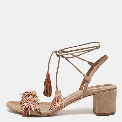 Aquazzura Beige Suede Ankle Strap Sandals Size 41 - Aquazzura - Modalova