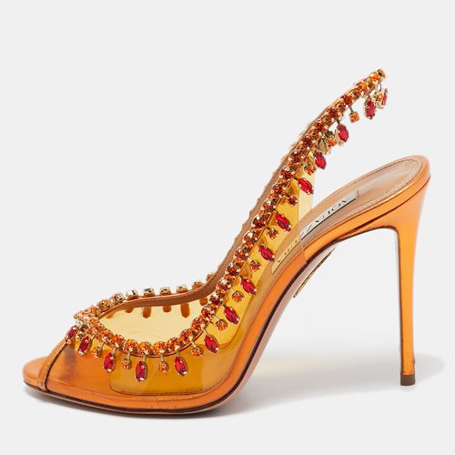 Aquazzura Orange Leather and PVC Crystal Embellished Temptation Pumps Size 38 - Aquazzura - Modalova