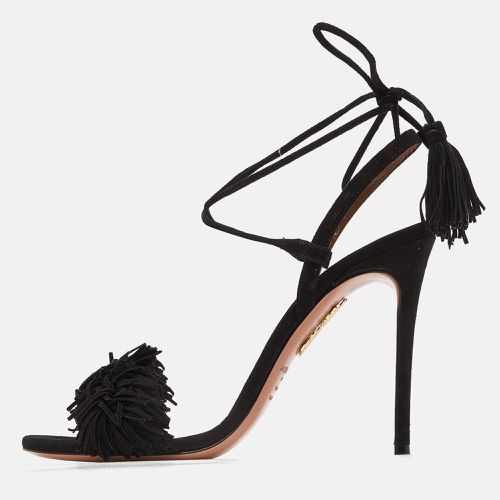 Aquazzura Black Leather Wild Thing Ankle Strap Sandals Size 40.5 - Aquazzura - Modalova