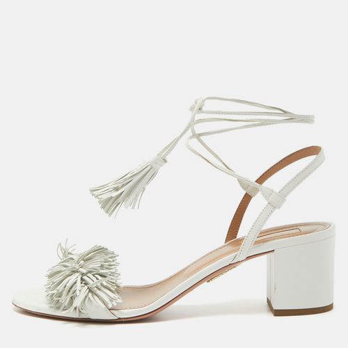 Aquazzura White Leather Wild Thing Sandals Size 40.5 - Aquazzura - Modalova