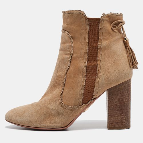 Aquazzura Brown Suede Tassel Accents Boots Size 39 - Aquazzura - Modalova