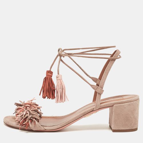 Aquazzura Multicolor Suede Fringe Wild Thing Ankle Strap Sandals Size 39.5 - Aquazzura - Modalova