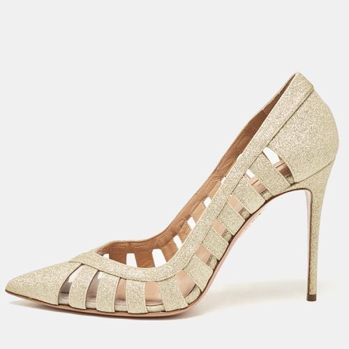 Aquazzura Gold Glitter and PVC Pointed Toe Pumps Size 41 - Aquazzura - Modalova