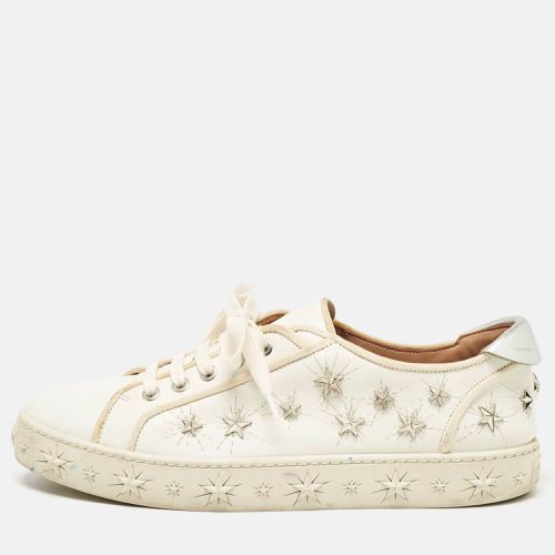 Aquazzura White/Silver Leather Cosmic Star-Stud Low Top Sneakers Size 40.5 - Aquazzura - Modalova