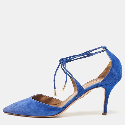 Aquazzura Blue Suede Matilde Ankle Wrap Pumps Size 40 - Aquazzura - Modalova