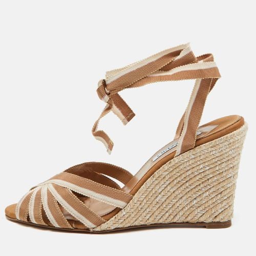 Aquazzura Beige Fabric Marinaia Espadrille Wedge Sandals Size 40 - Aquazzura - Modalova