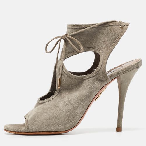 Aquazzura Grey Suede Sexy Thing Sandals Size 39.5 - Aquazzura - Modalova