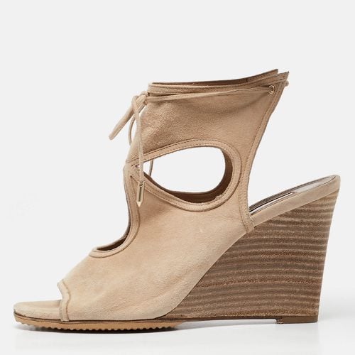 Aquazzura Beige Suede Wedge Sandals Size 38.5 - Aquazzura - Modalova