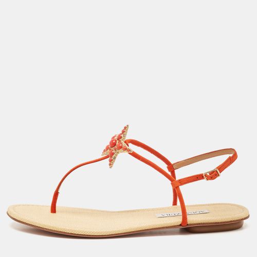 Aquazzura Orange Suede Star Embellished Slingback Sandals Size 39 - Aquazzura - Modalova