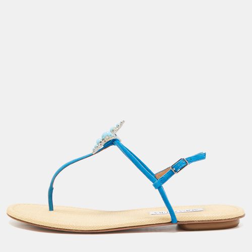 Aquazzura Blue Suede Seastar Thong Sandals Size 39 - Aquazzura - Modalova