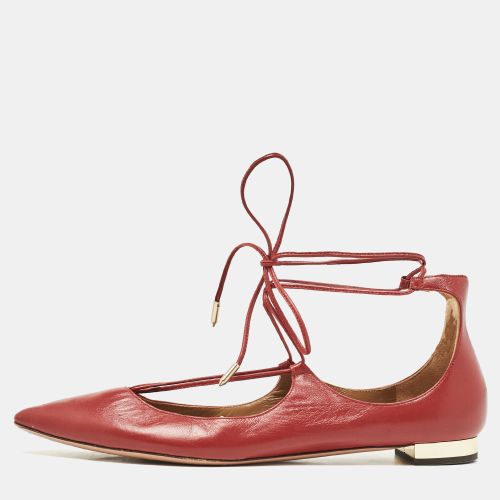 Aquazzura Red Leather Christy Ankle Tie Ballet Flats Size 40 - Aquazzura - Modalova