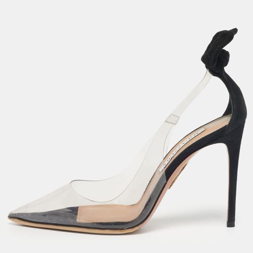 Aquazzura Transparent/ Black PVC and Suede Bow Tie Pumps Size 37 - Aquazzura - Modalova