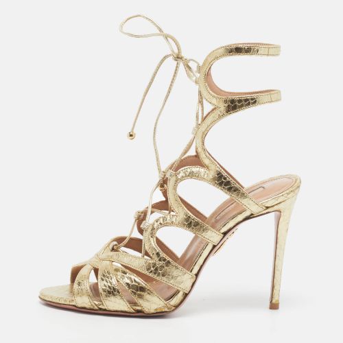Size 37 Python Embossed Leather Platform Sandals - Aquazzura - Modalova
