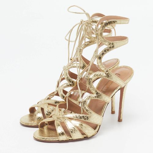 Size 37 Python Embossed Leather Platform Sandals - Aquazzura - Modalova