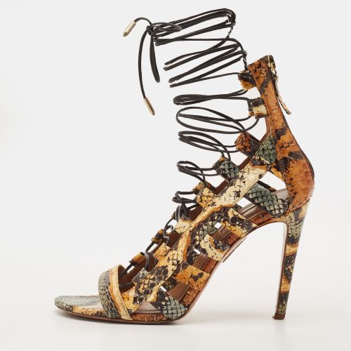 Amazon Size 38 Python Embossed Leather Ankle Strap Sandals - Aquazzura - Modalova