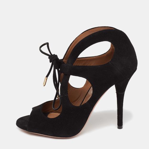 Aquazzura Black Suede C'est Chic Sandals Size 37 - Aquazzura - Modalova