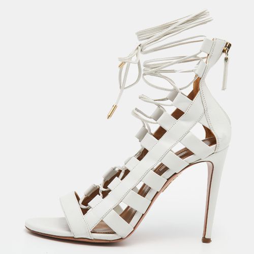 Aquazzura White Leather Amazon Lace-up Sandals Size 37.5 - Aquazzura - Modalova