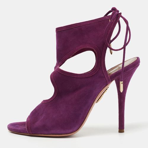 Aquazzura Purple Cut Out Suede Sexy Thing Tie Up Sandals Size 37 - Aquazzura - Modalova