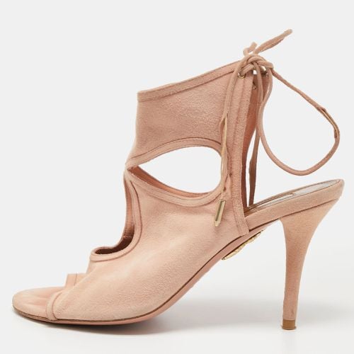 Aquazzura Pink Suede Sexy Thing Ankle Tie Sandals Size 37 - Aquazzura - Modalova