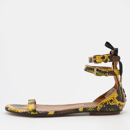 Aquazzura Multicolor Python Ankle Strap Flat Sandals Size 38 - Aquazzura - Modalova