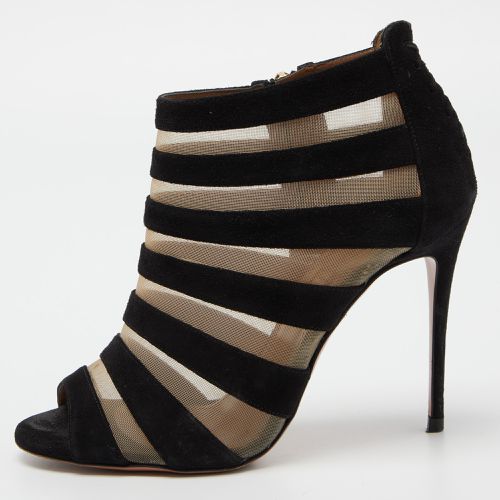 Aquazzura Black Suede and Mesh Open Toe Booties Size 38 - Aquazzura - Modalova