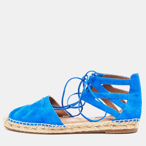 Aquazzura Blue Suede Strappy Espadrille Sandals Size 38 - Aquazzura - Modalova