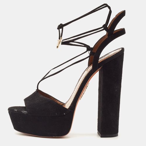 Aquazzura Black Suede Ankle Strap Platform Sandals Size 38 - Aquazzura - Modalova