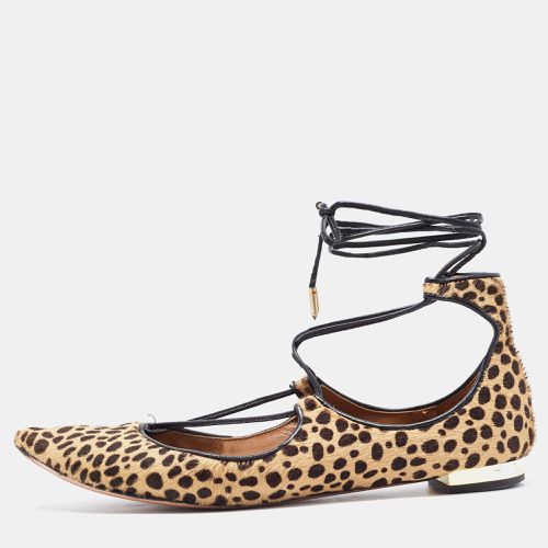 Aquazzura Two Tone Leopard Print Calf Hair Sunshine Ankle Tie Flats Size 35 - Aquazzura - Modalova